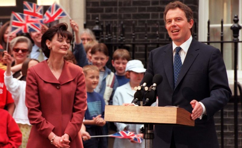 Tony Blair after winning the 1997 General Election for Labour in a landslide victory.